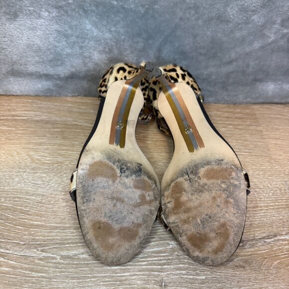Sam Edelman Patti Open Toe Leopard Print Calf Hair High Heels Sandals Size 6 - Picture 10 of 13